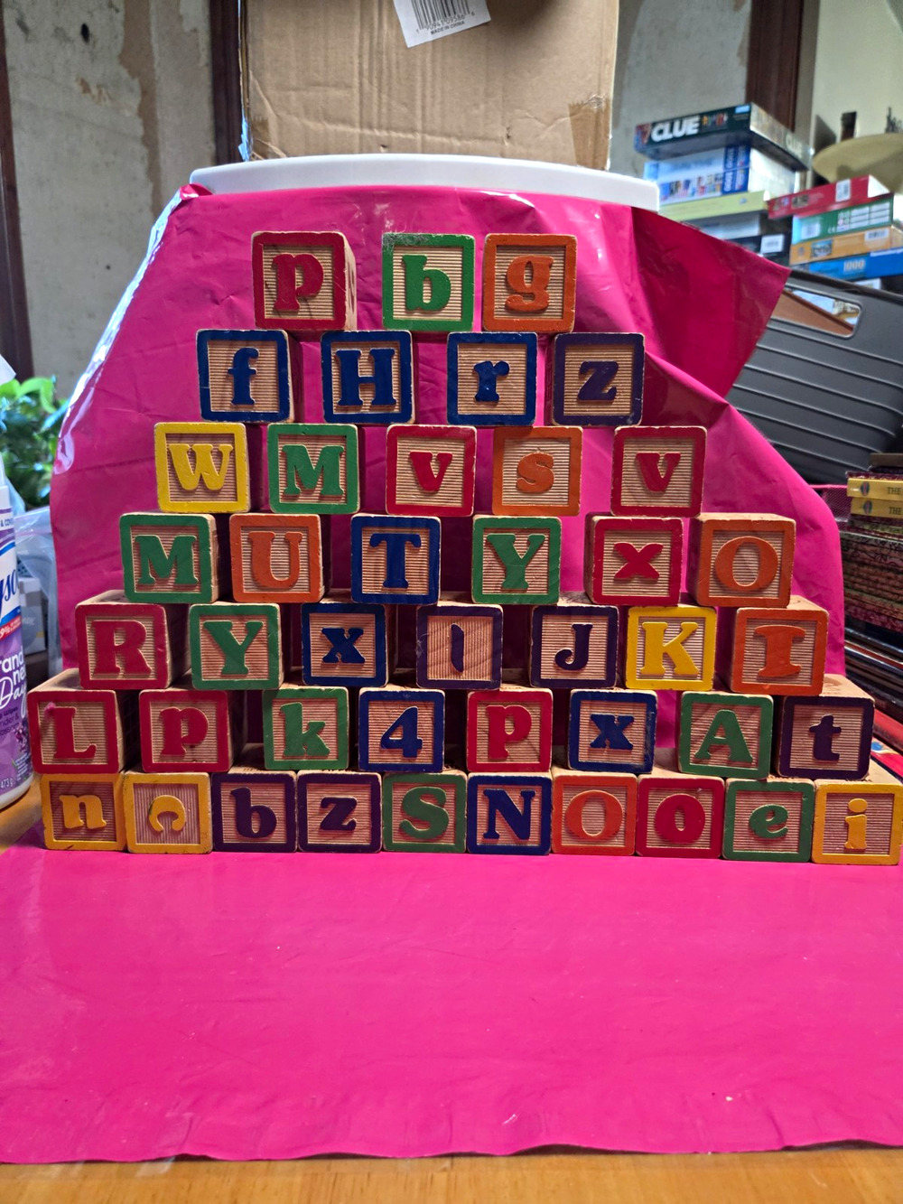Wooden Multicolor Alphabet Letter & Number Blocks Set, #43 blocks 2"